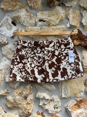 PACSun denim skirt cow print western mini skirt size 26